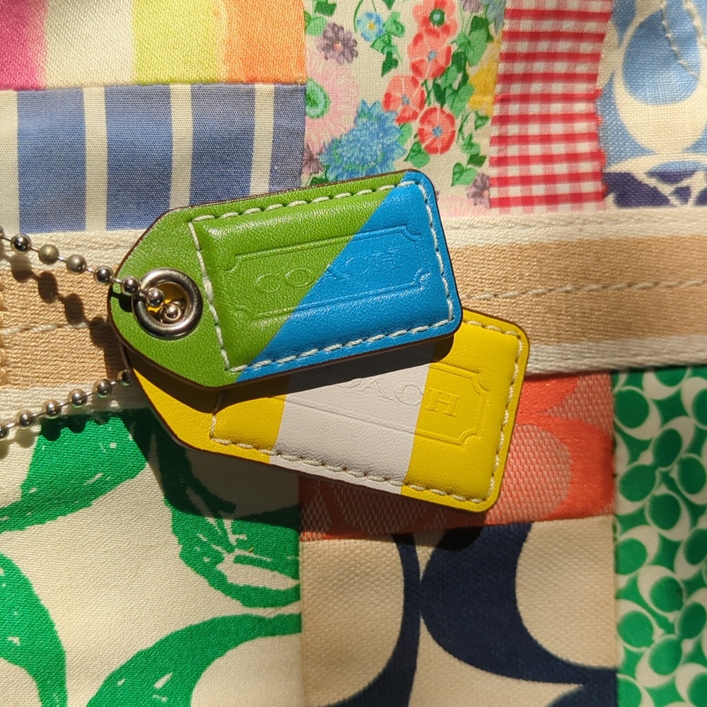 COACH 2006 Signature Picnic Patch Tote 💙🌸 PERFECT VINTAGE POP! - Picture 5 of 14